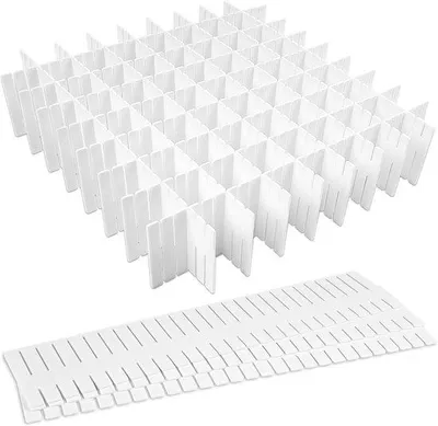 Image de Organisateur de tiroirs blanc, 16 pièces, réglable, pour buanderie, bureau, cuisine