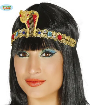Immagine prodotto di Fascia da regina egiziana Egitto Carnevale Oro Rosso Blu Copricapo esotico Cleopatra Faraone Gioielli, Colore: Oro