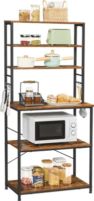 Produktbild von VASAGLE Küchenregal mit 6 Haken, 80 x 40 x 167 cm, vintagebraun-schwarz