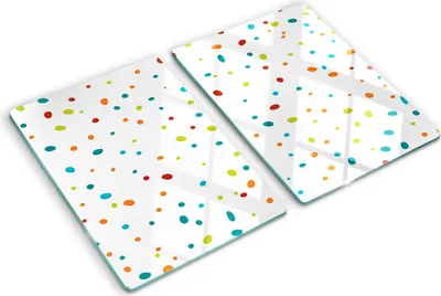 Obrázek produktu pro Kryt varné desky – Kryt na indukční desku – Ochranná skleněná deska – 2x40x52 cm– Skleněné ochranné desky na sporák –Tvrzené sklo –Barevné tečky
