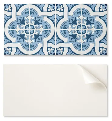 Image de Planche en PVC adhésive avec motif, idéale pour les couloirs, dimensions 120 x 60 cm, motif imitation carrelage avec ornements