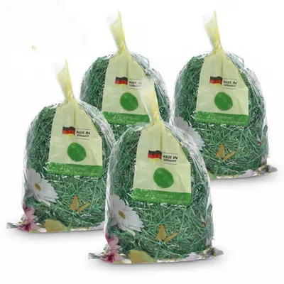 Immagine prodotto di Erba decorativa per Pasqua, 4 confezioni da 50 g - Lana di legno decorativa - Decorazioni pasquali - Artigianato - Nidi - Sostenibile e poco polverosa - Erba decorativa
