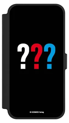 Produktbild von NIVOCASE Klapphülle für Apple iPhone 12 Pro Max  Handyhülle aus Kunst Leder NIVOflip schwarz Logo Offizielles Lizenzprodukt Die drei ???