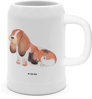 Produktbild von Mr. & Mrs. Panda Seidel Hund Basset Hound - Weiß - Geschenk, Sprüche, Keramikkrug, Bier Humpen, Krug, Bierhumpen, Niedlich