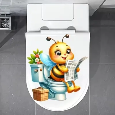 Produktbild von GKA WC-Deckel Aufkleber Tiere Toilettendeckel Tattoo selbstklebend Toilette - Biene mit Zeitung