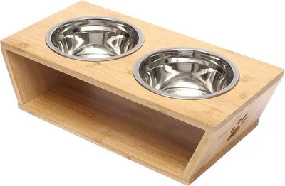 Obrázek produktu pro Kvalitní, vyvýšená miska na krmivo pro psy a kočky, vyvýšená miska na vodu, robustní standardní provedení z nerezové oceli, 2 misky.