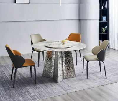 Produktbild von Moderne Essgruppe Designer Esstisch 4x Kunstlederstühle Luxus 5tlg Set