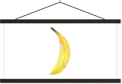 Produktbild von MuchoWow® Textilposter Banane - Aquarell - Weiß 60x30 cm mit schwarzem Rahmen - Textilien