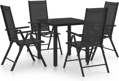 Immagine prodotto di Maison Exclusive - Set da pranzo da giardino 5 pezzi in alluminio nero