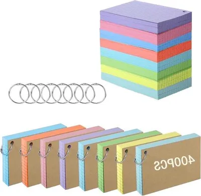 Produktbild von Gelbe Indexkarten 400 Stück - Gelbe Notizkarten - 8 x 10 cm - Ringbindung - Für Heim-Universitätsbüro - Lernhilfe