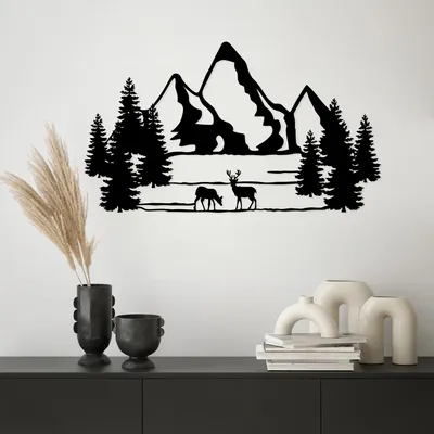 Produktbild von Wallity, Landscape- SKL2592, Schwarz, Sonstige Wohndekorationen, 70 x 40 cm, 100% Metall (Dicke: 1