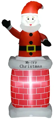 Produktbild von HOMCOM Weihnachtsdeko 2,10 m Weihnachtsmann mit Schornstein aufblasbar LED-Licht