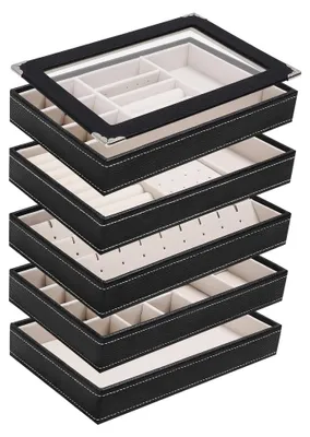 Immagine prodotto di Organizzatore per gioielli a 5 scomparti con coperchio trasparente