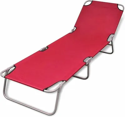 Produktbild von Sonnenliege Klappbar mit Rückenlehne Verstellbar, Gartenliege, Liegestuhl, Sonnenstuhl, Sonneninsel Outdoor, Liegen, Gartenmöbel, Bäderliege, Relaxliege, Rot