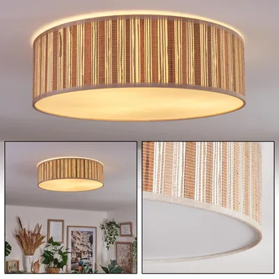 Produktbild von Salzano Deckenlampe aus Metall/Binstenstroh/Kunststoff in Weiß/Natur/Braun