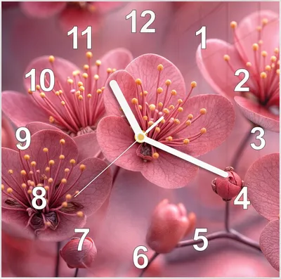 Produktbild von Wanduhr aus Glas mit Motiv Kirschbaumblüten- 30 x 30 cm - inkl. Aufhängesystem