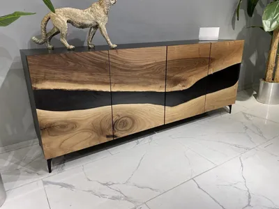 Produktbild von Epoxidharz Sideboard Kommode Braun Wohnzimmer Holz Anrichte Moderne