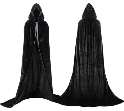 Produktbild von Labellevie Umhang mit Kapuze Lange SAMT Cape Vampir Kostüm Halloween Erwachsener Uni- Gr. X-Large, Schwarz