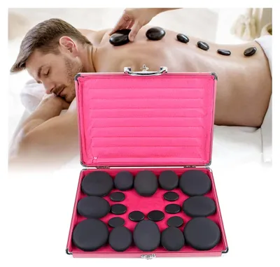 Produktbild von Hot Stone Massage Set mit 20 Basaltsteinen und Heizbox