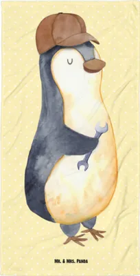 Produktbild von Mr. & Mrs. Panda Badehandtuch Wenn Papa es nicht reparieren kann, sind wir am Arsch - Gelb Pastell - Geschenk, Pinguin, Handtuch, Duschhandtuch, Dad Bester Vater, Großes