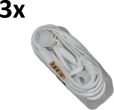 Produktbild von 3x Kopfhörer für Original Samsung Galaxy S6 Edge SM-G925F weiß In-Ear earphone Headset Ohrhörer 3,5mm Stereo Sound 900 + Hakai Pad