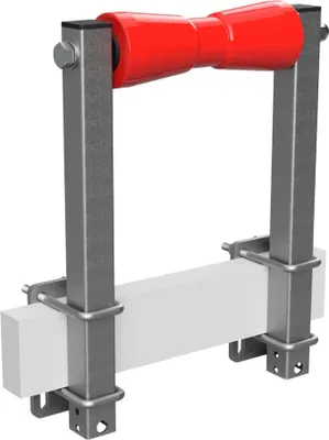 Image de Rouleau de quille en polyuréthane avec supports aide à la mise à l'eau des remorques de bateaux galvanisé SUPROD, B=250, L=450 mm, rouge