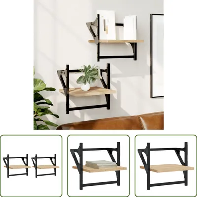 Produktbild von The Living Store Wandregale mit Stangen 2 Stk. Sonoma-Eiche 30x25x30 cm