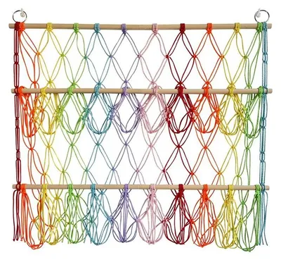 Produktbild von Spielzeugnetz für Kuscheltiere - Hängenetz - Höhenverstellbar - Wandmontage - Baumwolle - Bunt