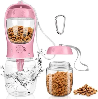 Produktbild von Famanu Trinkflasche für Hunde - 2-in-1 mit Wasser- und Futterbehälter