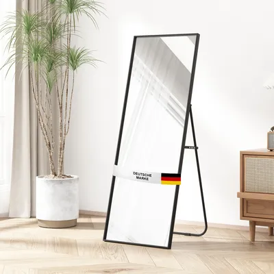 Produktbild von Pełnowymiarowe lustro Albatros - prostokątne lustro z czarną ramą - lustro stojące lub duże lustro ścienne o nowoczesnym designie, 140 x 50 cm - wysokiej jakości i trwałe szkło