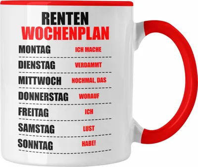 Produktbild von Trendation - Renter Tasse Ruhestand Geschenk Rente für Mann Frau Lustig Renteneintritt Abschied Rentnerin Spruch (Rot)