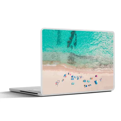 Produktbild von MuchoWow® Laptop Aufkleber Sticker Cover Meer - Strand - Sommer - Sonnenschirme - Blau 25x18 cm - Laptop-Deko