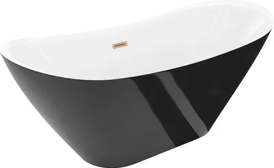 Produktbild von Mexen Lotos freistehende Badewanne 180 x 75 cm, weiß/schwarz, Überlauf gebürstetes Kupfer - 52051807775-65