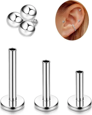 Zdjęcie produktu dla Adramata tytanowe przekłuwanie spirali tragus labret przekłuwanie uszu złoty srebrny zestaw