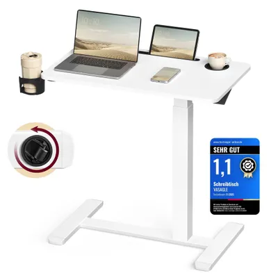 Zdjęcie produktu dla VASAGLE Stolik pomocniczy na kółkach, mobilny stolik, 70 x 40 cm – kolor biały (odcień: "Wolkenweiß")