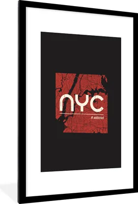 Produktbild von MuchoWow® MuchoWow® Gerahmtes Poster New York - NYC - Schwarz 60x90 cm - Poster mit zchwarzem Bilderrahmen - Dekoration - Wandposter Wohnzimmer - Hochwertig