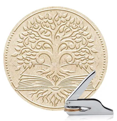 Prägestempel Lebensbaum & Buch, 4,2 x 4,2 cm, Edelstahl