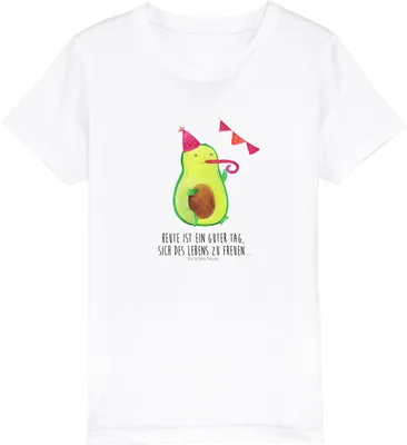 Produktbild von Mr. & Mrs. Panda Kindershirt Avocado Party 12-14 Jahre (152/164) - Weiß - Geschenk, T-Shirt Kleinkind, Happy Birthday, Geburtstag, Shirts für Kinder, Kleinkinder, Jungen