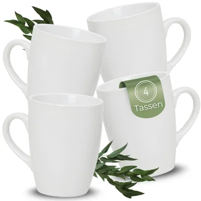 Immagine prodotto di Set di 4 tazze da caffè in Vetroceramica da 340 ml, tazze da tè in bianco