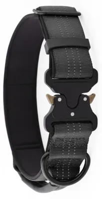 Obrázek produktu pro INF Reflexní taktický obojek M nylon kožený s nerez přezkou a rukojetí Černá