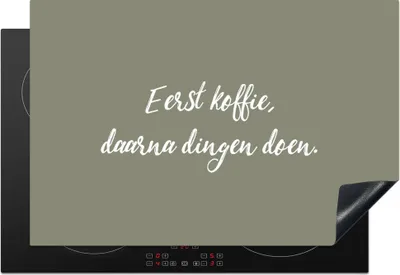Produktbild von KitchenYeah© Herdabdeckplatte Sprichwörter - Erst der Kaffee, dann die Arbeit - Zitate - Kaffee , 76x51cm, Küche Deko, Glaskeramikkochfeld Herdabdeckung, Abdeckplatte fùr Kochfeld