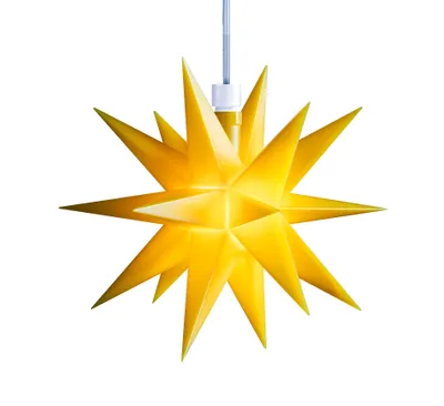 Produktbild von 3D LED Stern Ø 12 cm Gelb Weihnachtsstern mit Batteriefach Ministern Innen Kunststoff Stern klein Leuchtstern Deko für innen Indoor