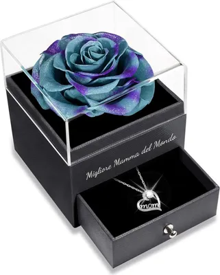 Produktbild von Ewige Rose Geschenkset für Mama: Rose mit Mom Halskette - Muttertag, Geburtstag, Valentinstag