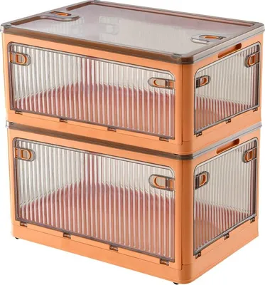 Produktbild von 2 Aufbewahrungsboxen mit Deckel, faltbare Aufbewahrungsboxen mit Rollen (28 Liter), faltbare Aufbewahrungsboxen mit Rollen, Spielzeugorganizer