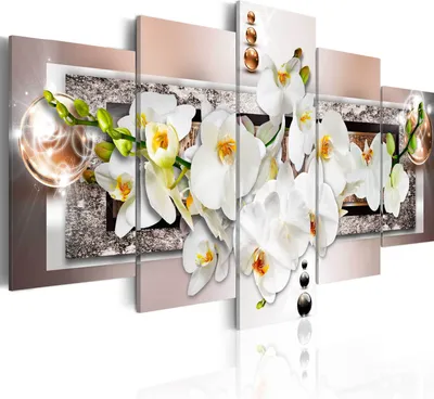 Produktbild von Leinwandbilder 200x100 cm b-A-0085-b-n Vlies Leinwandbild 5 tlg Kunstdruck modern Wandbilder XXL Wanddekoration Design Wand Bild ABSTRAKT BLUMEN ORCHIDEE