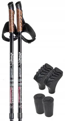 Zdjęcie produktu dla Kijki trekkingowe Timago do Nordic Walking, regulowane, z wymiennymi końcówkami