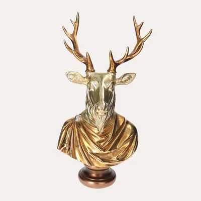 Produktbild von KEYHOMESTORE | Hirschkopfstatue aus Goldharz, H. 58 cm