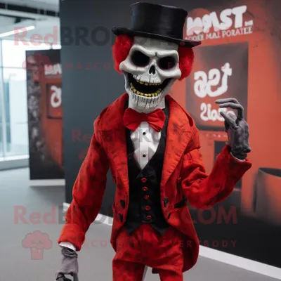 Imagen del producto de Personaje REDBROKOLY de traje de mascota Red Undead vestido con un chaleco y pañuelos de bolsillo