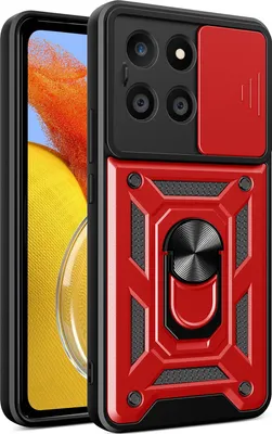 Produktbild von Hülle für Honor X6A Magnetische Ring Ständer Halter Dia Kameraschutz TPU Bumper Silikon Schutzhülle Rot