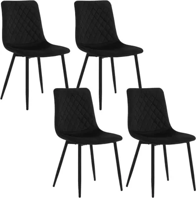 Produktbild von EUGAD Esszimmerstühle 4er Set, Polsterstuhl, Samtsitz Metallbeine, Schwarz